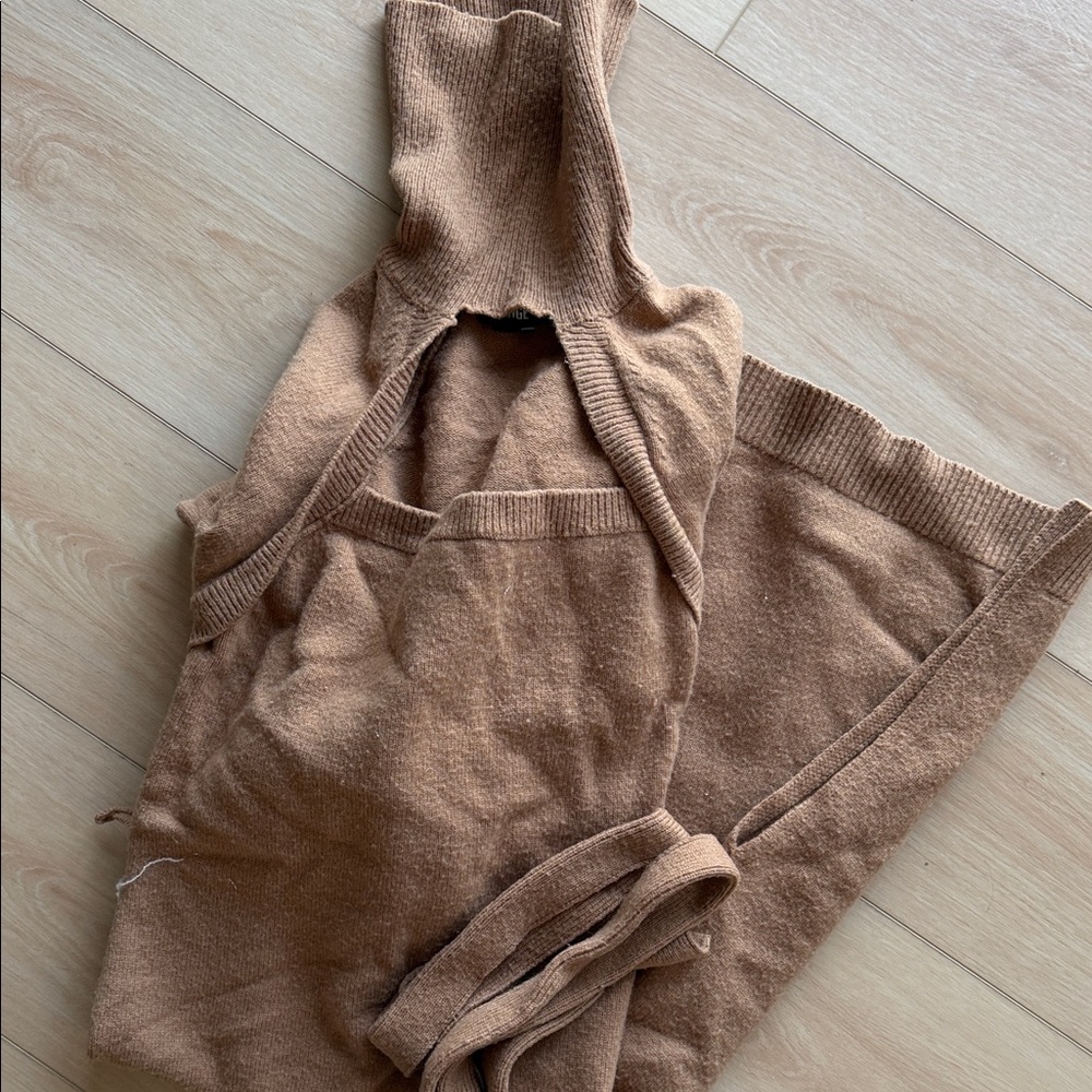 PAIGE Long Sleeve Dress in Camel Brown